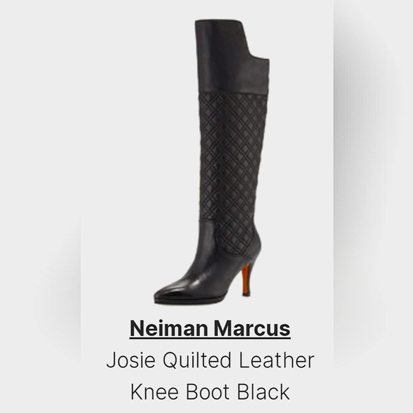 Neiman Marcus JOSIE Black Quilted Leather Knee High Tall Boots Sz 9M - Picture 1 of 16